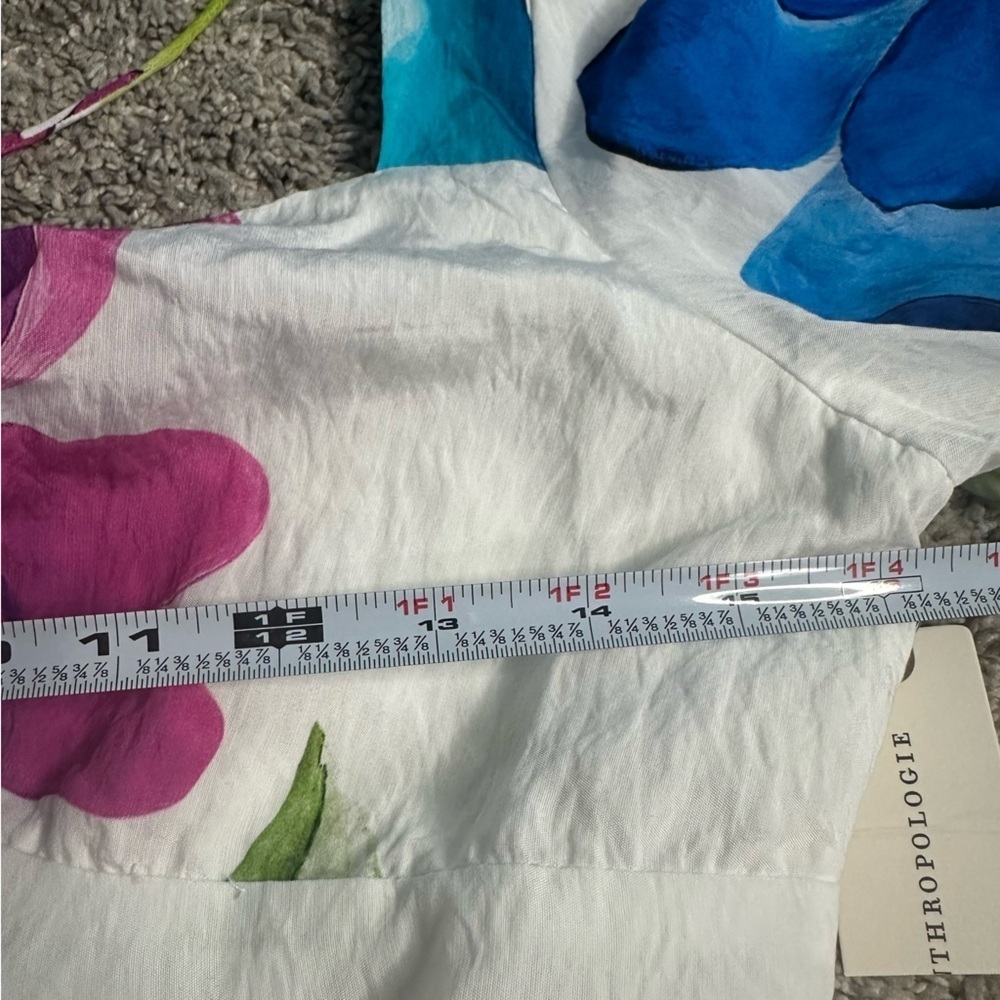 Maeve Floral Midi Dress 2 Petite purple teal feminine lined spring Anthropologie - Picture 11 of 14